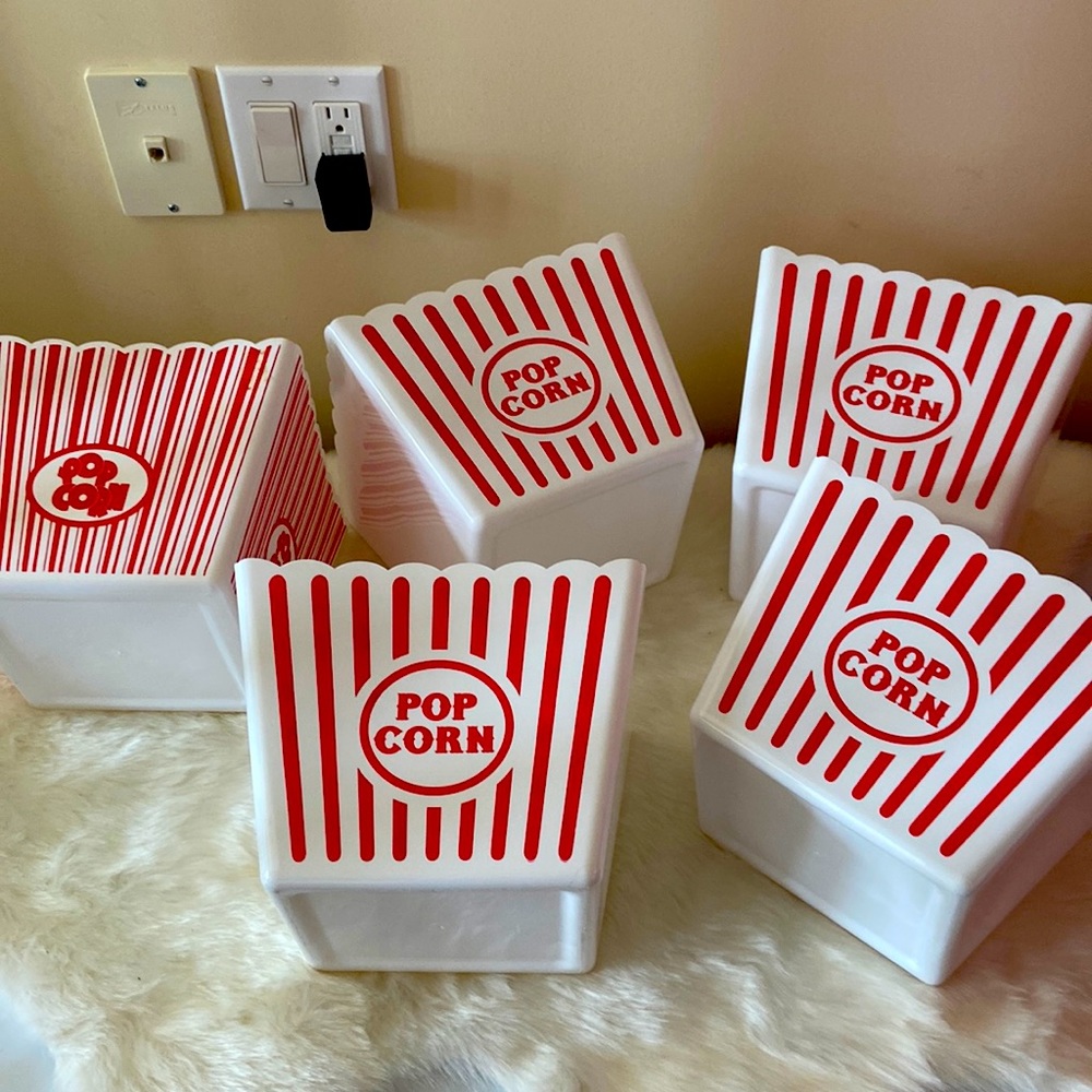 Set of five huge plastic popcorn bowls